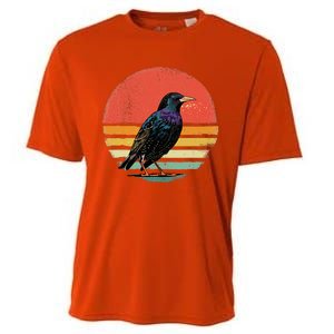 Retro Starling Bird Animal Birdwatcher Bird Lover Cooling Performance Crew T-Shirt