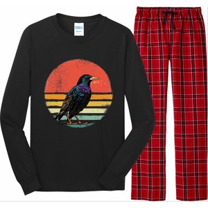 Retro Starling Bird Animal Birdwatcher Bird Lover Long Sleeve Pajama Set