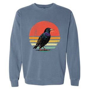 Retro Starling Bird Animal Birdwatcher Bird Lover Garment-Dyed Sweatshirt