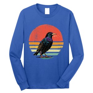 Retro Starling Bird Animal Birdwatcher Bird Lover Long Sleeve Shirt