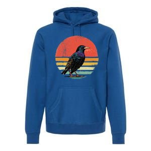 Retro Starling Bird Animal Birdwatcher Bird Lover Premium Hoodie