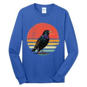 Retro Starling Bird Animal Birdwatcher Bird Lover Tall Long Sleeve T-Shirt