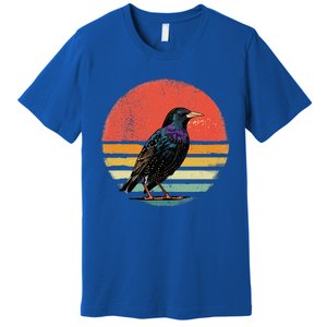 Retro Starling Bird Animal Birdwatcher Bird Lover Premium T-Shirt