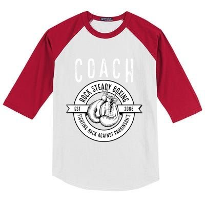 Rock Steady Boxing Coach Fight ParkinsonS Great Gift Kids Colorblock Raglan Jersey