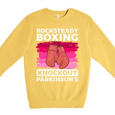 Rock Steady Boxing Knock Out ParkinsonS Awareness Meaningful Gift Premium Crewneck Sweatshirt