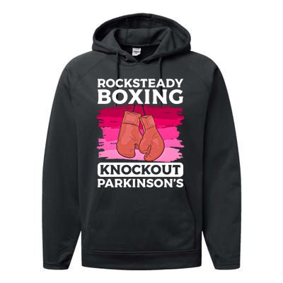 Rock Steady Boxing Knock Out ParkinsonS Awareness Meaningful Gift Performance Fleece Hoodie