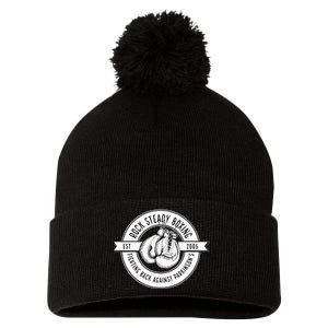 Rock Steady Boxing Fighting Back Against Parkinson Est 2006 Pom Pom 12in Knit Beanie