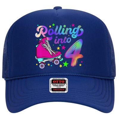 Roller Skate Birthday 4th 80s Outfit Decades Party High Crown Mesh Back Trucker Hat