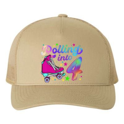 Roller Skate Birthday 4th 80s Outfit Decades Party Yupoong Adult 5-Panel Trucker Hat