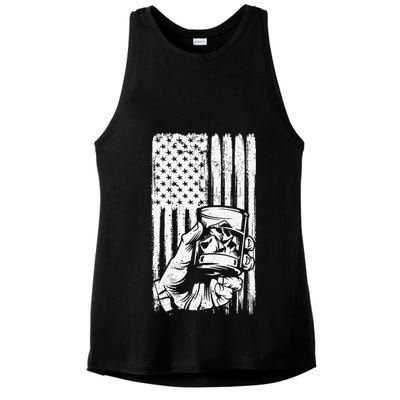 Retro Scotch Bourbon Whisky 4th of July Ladies PosiCharge Tri-Blend Wicking Tank