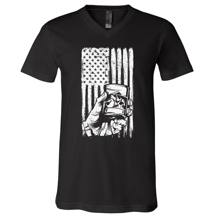 Retro Scotch Bourbon Whisky 4th of July V-Neck T-Shirt