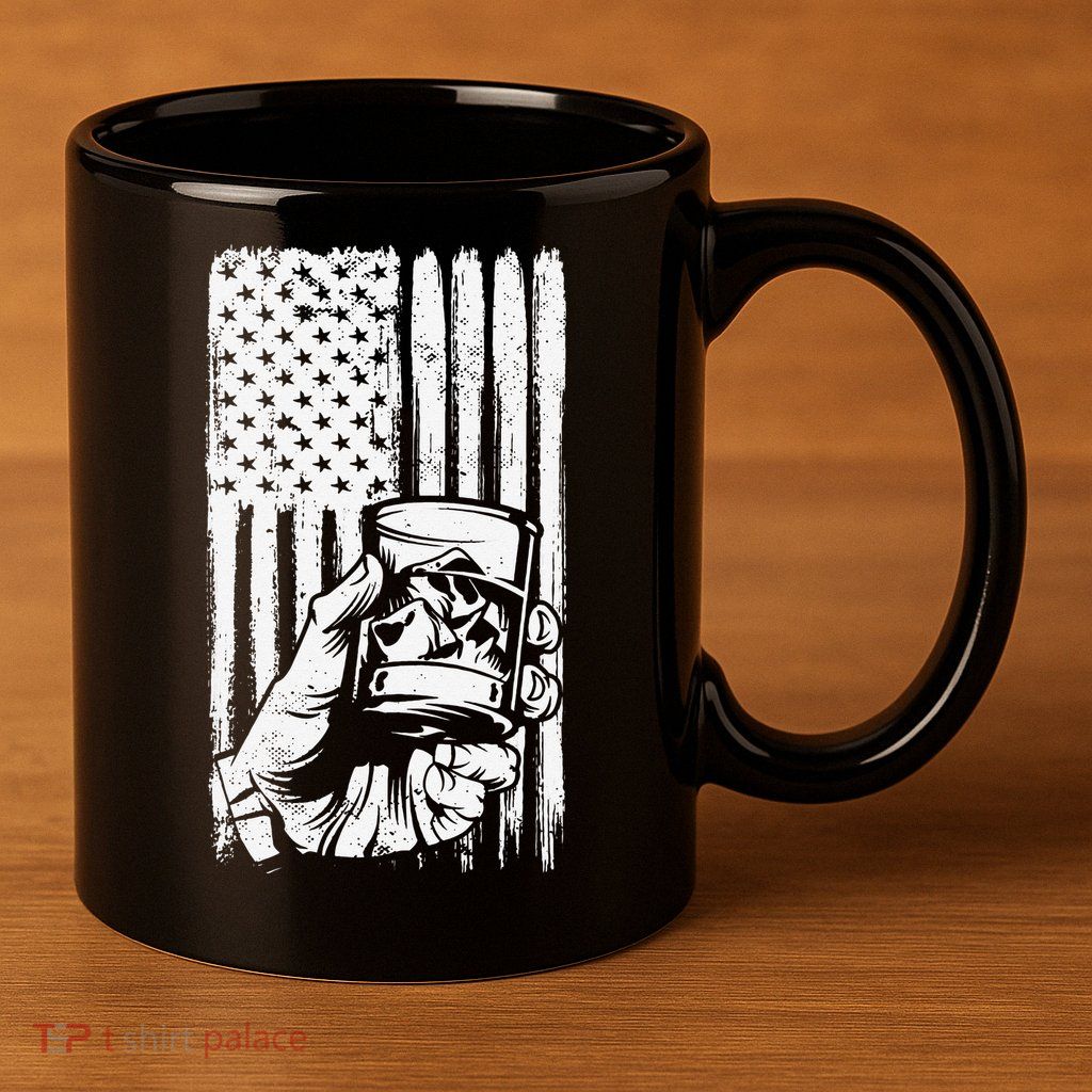 Retro Scotch Bourbon Whisky 4th of July 11oz C Handle Ceramic Mug