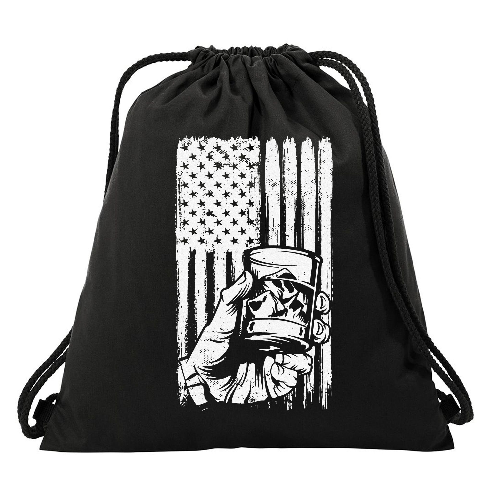 Retro Scotch Bourbon Whisky 4th of July Drawstring Bag