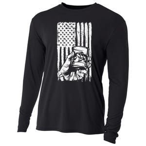 Retro Scotch Bourbon Whisky 4th of July Cooling Performance Long Sleeve Crew