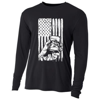 Retro Scotch Bourbon Whisky 4th of July Cooling Performance Long Sleeve Crew