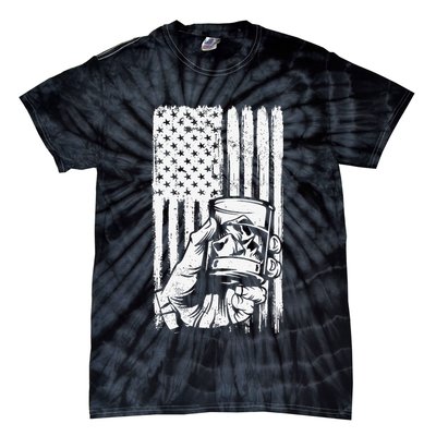 Retro Scotch Bourbon Whisky 4th of July Tie-Dye T-Shirt