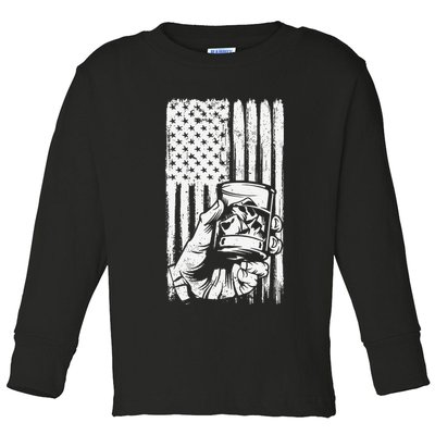 Retro Scotch Bourbon Whisky 4th of July Toddler Long Sleeve Shirt