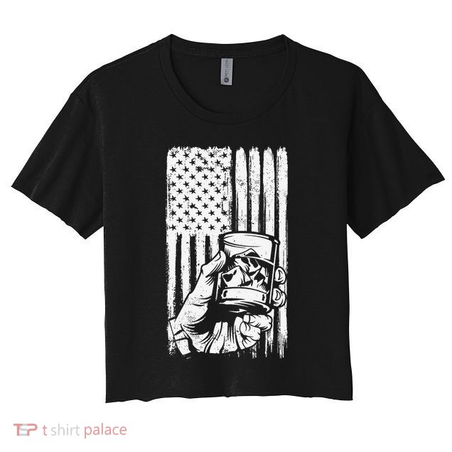 Retro Scotch Bourbon Whisky 4th of July Crop Top
