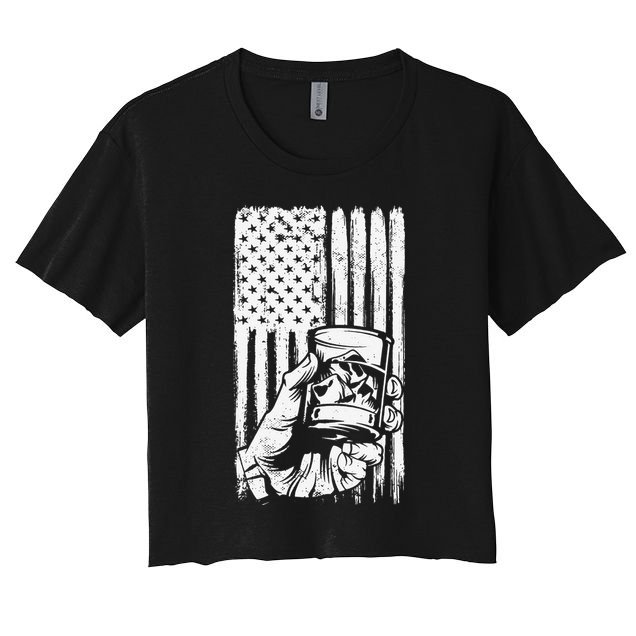 Retro Scotch Bourbon Whisky 4th of July Crop Top