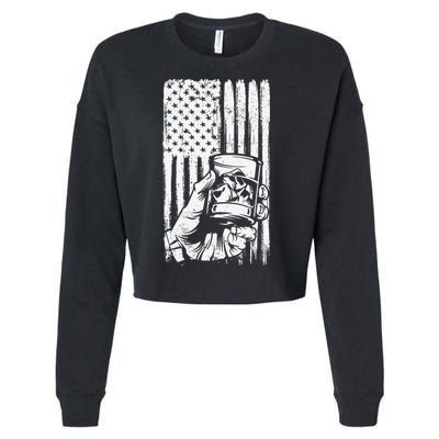 Retro Scotch Bourbon Whisky 4th of July Cropped Pullover Crew