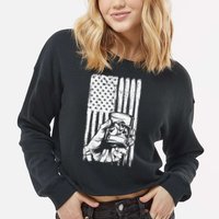 Retro Scotch Bourbon Whisky 4th of July Cropped Pullover Crew