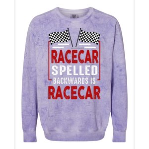 Racecar Spelled Backwards Funny Car Mechanic Race Car Colorblast Crewneck Sweatshirt