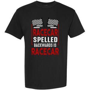 Racecar Spelled Backwards Funny Car Mechanic Race Car Garment-Dyed Heavyweight T-Shirt