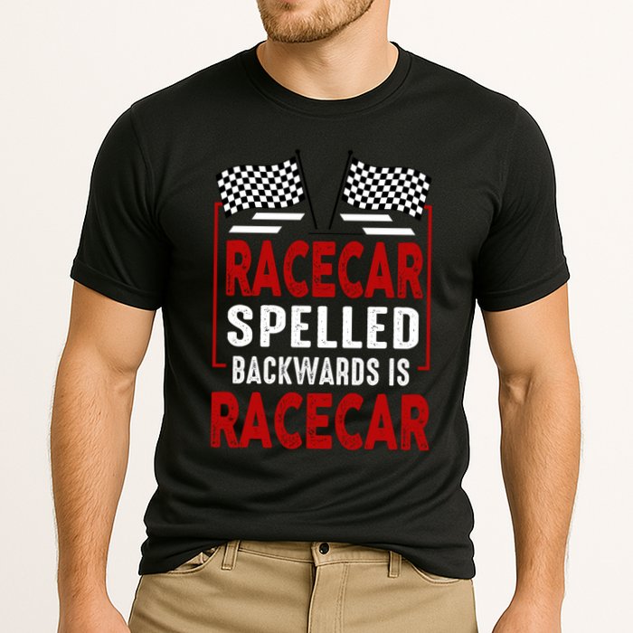 Racecar Spelled Backwards Funny Car Mechanic Race Car Cooling Performance Crew T-Shirt