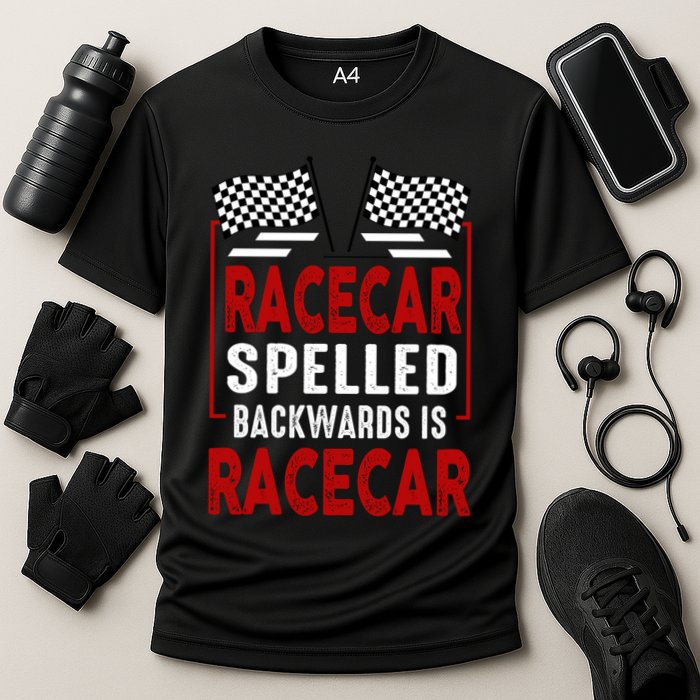 Racecar Spelled Backwards Funny Car Mechanic Race Car Cooling Performance Crew T-Shirt