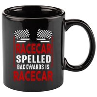 Racecar Spelled Backwards Funny Car Mechanic Race Car 11oz C Handle Ceramic Mug
