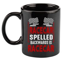 Racecar Spelled Backwards Funny Car Mechanic Race Car 11oz C Handle Ceramic Mug