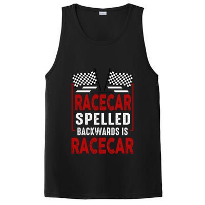 Racecar Spelled Backwards Funny Car Mechanic Race Car PosiCharge Competitor Tank