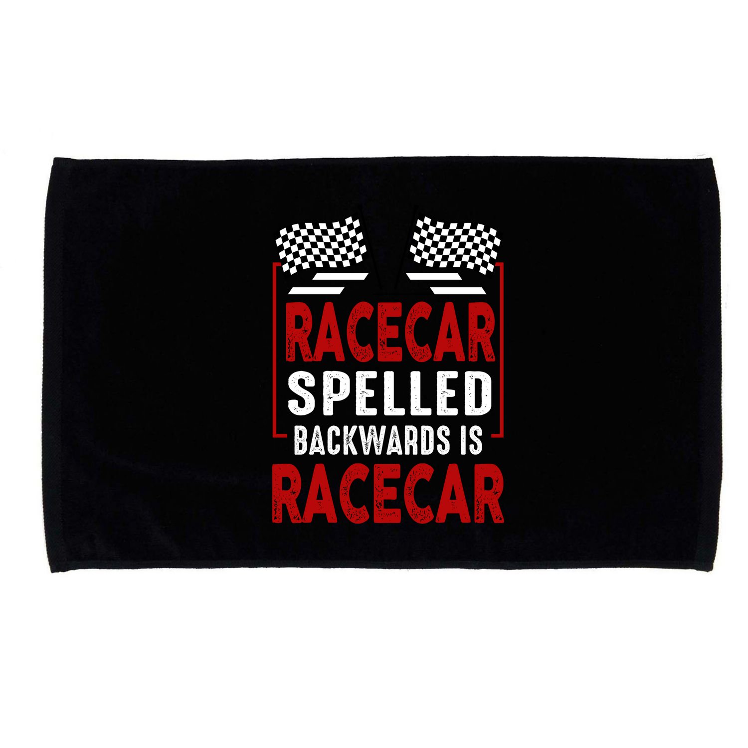 Racecar Spelled Backwards Funny Car Mechanic Race Car Microfiber Hand Towel