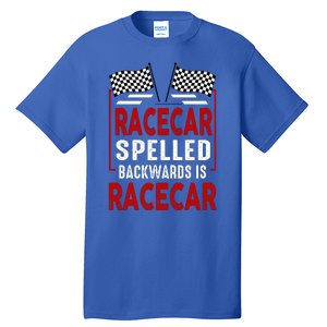 Racecar Spelled Backwards Funny Car Mechanic Race Car Tall T-Shirt