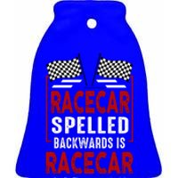 Racecar Spelled Backwards Funny Car Mechanic Race Car Ceramic Bell Ornament