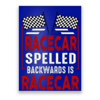 Racecar Spelled Backwards Funny Car Mechanic Race Car Poster