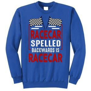 Racecar Spelled Backwards Funny Car Mechanic Race Car Tall Sweatshirt