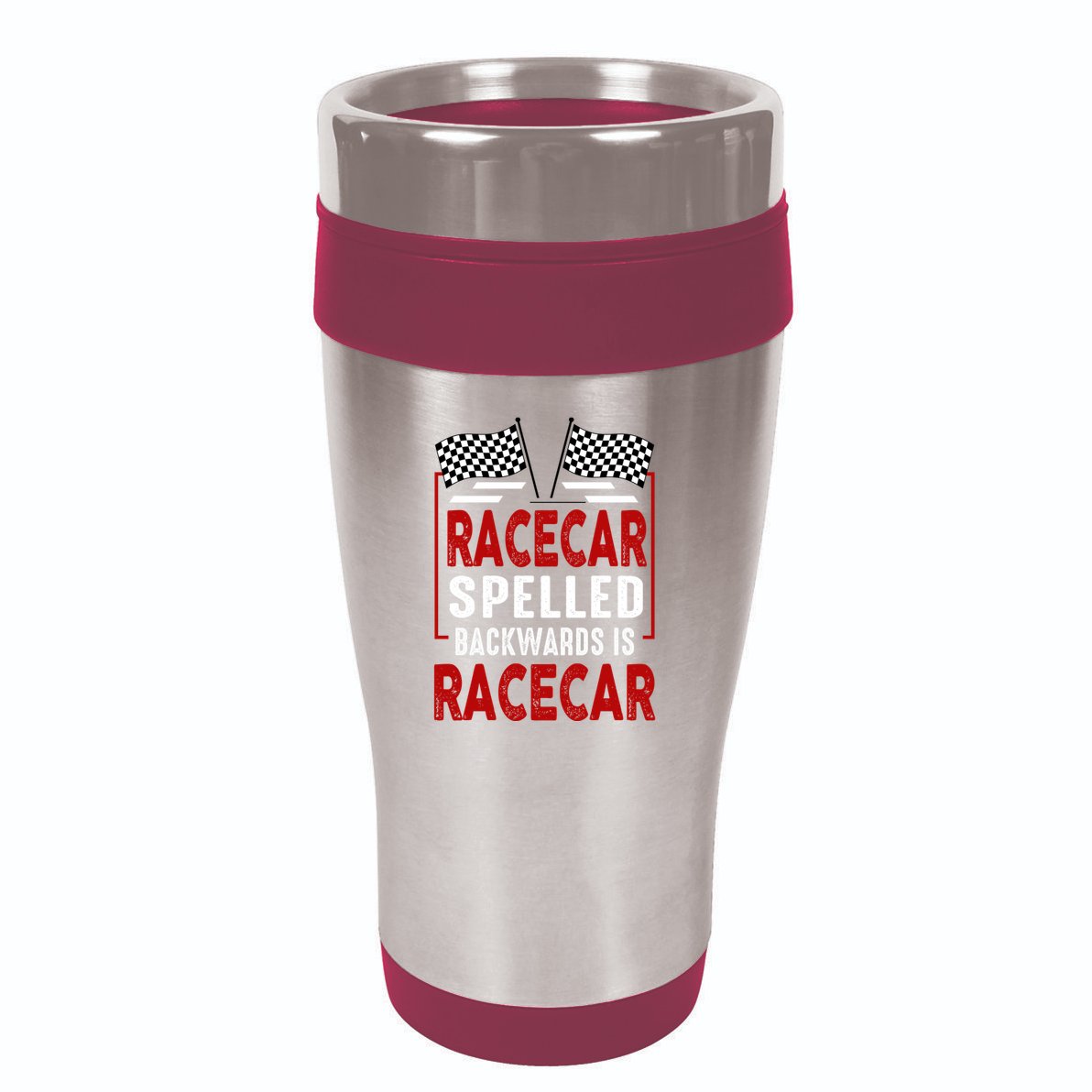 Racecar Spelled Backwards Funny Car Mechanic Race Car 16oz Travel Tumbler