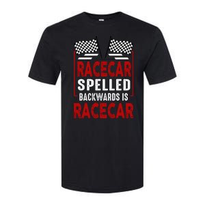 Racecar Spelled Backwards Funny Car Mechanic Race Car Softstyle CVC T-Shirt