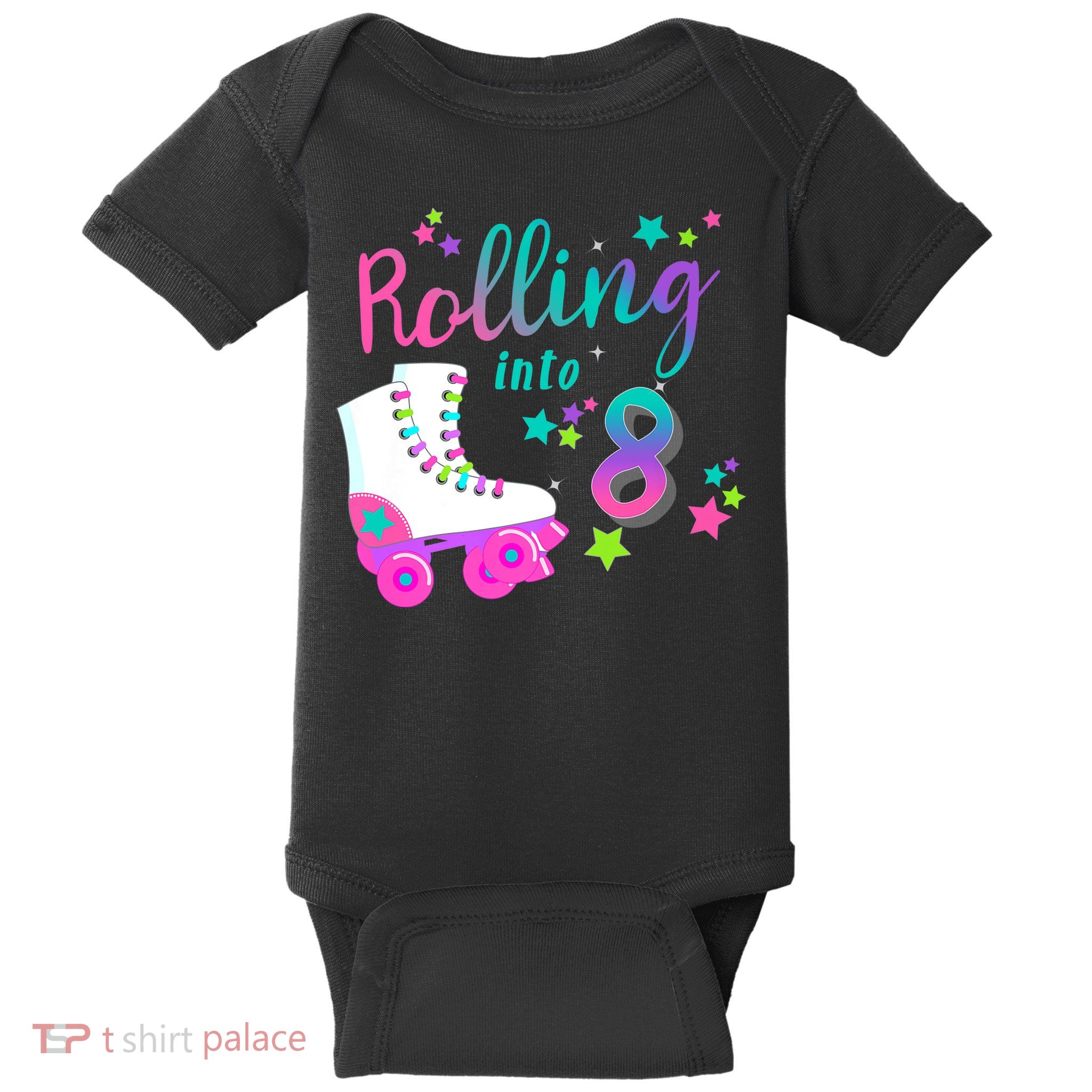 Roller Skate Birthday Shirt 5th 80's Outfit Decades Party Baby Bodysuit