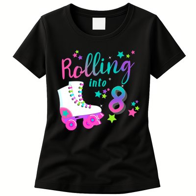 Roller Skate Birthday Shirt 5th 80's Outfit Decades Party Womens T-Shirt
