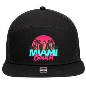 Retro South Beach Miami Florida Pop Art 7 Panel Mesh Trucker Snapback Hat