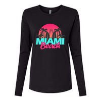 Retro South Beach Miami Florida Pop Art Womens Cotton Relaxed Long Sleeve T-Shirt