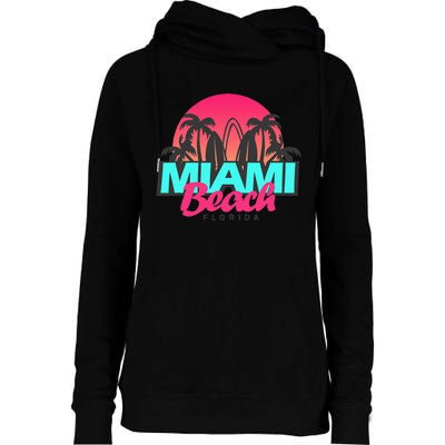 Retro South Beach Miami Florida Pop Art Womens Funnel Neck Pullover Hood