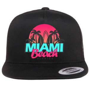 Retro South Beach Miami Florida Pop Art Flat Bill Trucker Hat