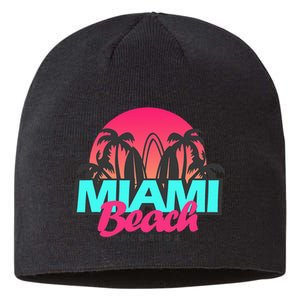 Retro South Beach Miami Florida Pop Art Sustainable Beanie