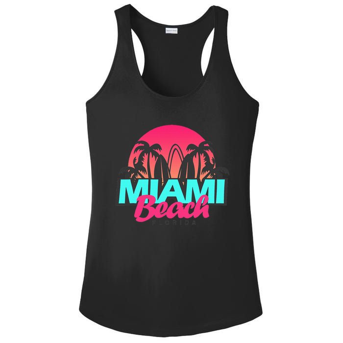 Retro South Beach Miami Florida Pop Art Ladies PosiCharge Competitor Racerback Tank