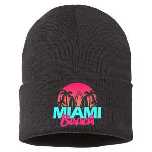 Retro South Beach Miami Florida Pop Art Sustainable Knit Beanie