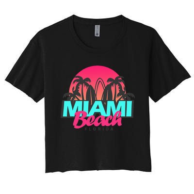 Retro South Beach Miami Florida Pop Art Women's Crop Top Tee