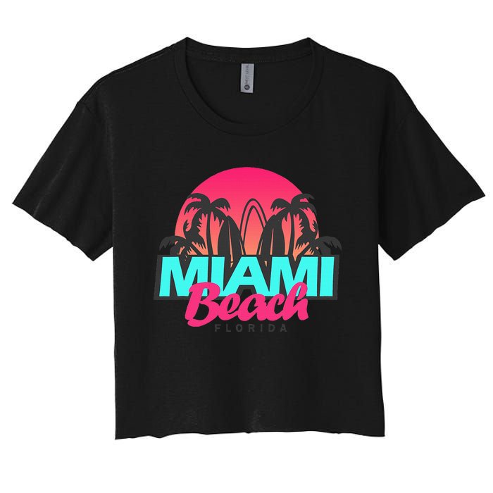 Retro South Beach Miami Florida Pop Art Women's Crop Top Tee